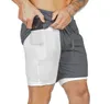 Shorts esportivos masculinos 2 em 1, calções esportivos embutidos com bolso para celular, calças de treino, academia, musculação, corrida, bolso casual, 196j