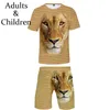 Mäns Tracksuits Casual Lämplig Animal Hund Hip Hop T-shirt + Strand Shorts Män Kvinnor Sommar 3D Print Boys Girls Two-Pite Cool Sets