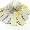 500 st tag slips sträng displayetikett 23x13mm chic smycken vit slips papper etikett handskrivet med bomullsrep342w