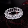 مجوهرات فاخرة 100 ٪ Silod 925 Sterling Silver Band Ring Big 3CT Diamond CZ Gemstone Ring Engagement Bedding Rings مجموعة الجملة بالجملة