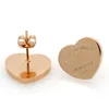 18k Yellow Gold Charm Earrings Stud Stainless Steel Brand Fine Jewelry Women Love Gift Party For Girl287G