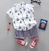 Baby Boy Outfits Barntecknad Skjortor Solid Short Pant 2st Sats Bomull Boys Tracksuits Boutique Toddler Kläder Set Sommarkläder 5639