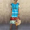 Kortärmad tryckta Kvinnor Klänning Mode Trend Sommar Ny Casual Round Neck Print Loose Dress Designer Kvinna Lång Sektion Plus Storleksklänning