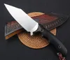 2020 New High Quality Survival Straight Hunting Knife D2 Satin Blade Full Tang Ebony Handle Fixed Blade Knives With Leather Sheath