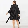 Ladies Sexy Sleeping Gown Women Satin Bride Bathrobe Robe Lace Silk Kimono Bathrobe New Women Autumn Nightwear Plus Size