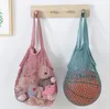 Shopping Bags Handbag Shopper Tote Mesh Net Woven Cotton Pouch String Reusable Fruit Vegetables Storage Bag Home Pouch Organizer LSK245