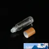 5ml 10ml Essential Oil Diffuser Clear Glass Roll On Bottle with Natural Bamboo Cap Stainless Steel Roller Ball