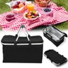 30L Falten Picknick Tasche Isolierte Tasche Picknick Korb Camping Wandern Kühler Korb Tragbare Lagerung Korb Outdoor Picknick Box T200710