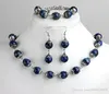 1Set Fashions Lapis Lazuli Ball Beads Bracelet ketting oorbellen Haak sieraden Set 0 47 2706793
