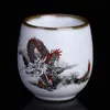 Vintage dragon tea cup Antique tea master mug Ru kiln teacup 100ml ceramic single bowl accessories home decor