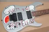 Zilveren / blauwe elektrische gitaar met varkenspatroon, Floyd Rose, Proosewood Fretboard, kan worden aangepast als aanvraag