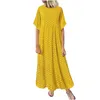 Kobiety Sundress Vintage O-Neck długą sukienkę Maxi Sukienkę Kobieta swobodna kropka kula letnia sukienka plażowa boho sukienki vestidos szat