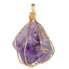 Pretty Nature Stone Pendants Amethyst Rose Quartz White Crystal Lemon Crystal Fluorit Charms Stone för halsband GD475