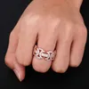 Bowknot Zircon Hollow Rings Fashion Iced Out Full Zircon Hip hop Jewelry Rings Individual for Men Women
