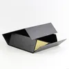 Custom Square Collapsible Rigid Black Flap Kartong Papper Fällande Magnetisk Stängning Presentförpackning