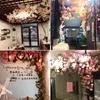 100cm flores de seda longo-pêssego sakura flor artificial rosa decoração de casamento ramo de flor de cerejeira para decoração de casa casamento arch221y