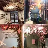 100 cm Silkblommor Lång persika Sakura Artificial Flower Pink Wedding Decoration Cherry Blossom Filial For Home Decor Wedding Arch12039