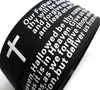 100pcs inspirerande engelska Lords bön Christian Mens Kvinnor Mode Kors Silikon Armband Partihandel Armband Cuffjewelry Lots