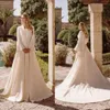 Vestidos de casamento Bainha Coluna nupcial mangas compridas com jaqueta de Cabo Vestidos apliques petites Plus Size Custom Made