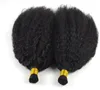 10A Grade Kinky Straight I Tip Hair Extensions Natural Black color Remy Pre Bonded Micro Links itips extension5245401