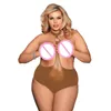 Plus Size Exotische Halter Bodysuit Novelty Party Kostuum Glanzende Open Buste Leotard Sexy Dames Lingerie Stripper One Piece Clubwear