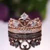 Nouvelle arrivée Crown Finger Ring Femme Bling Bling Crystal Ring For Gift Party Rose Gold Bijoux High Quality4949336