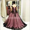 2021 Black Lace Blush Plus Size Prom Dresses Princess A-line Tulle Short Sleeve Backless Lace-up Graduation Evening Gowns Sweet 16 Dress