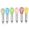 10-Zoll-Draht wischen Rührermischer Egg Beater Farbe Silikon-Ei Whisk Edelstahl Griff Haushalt Backen Ei Werkzeuge