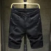 Men's Jeans Summer Ripped Denim Shorts Streetwear Holes Slim Straight Stretch Black White236Y