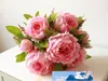 Artificial peonies Silk Flowers real touch Fake Leaf Home and Wedding Party Decoration 7 peony flowers head free shipping