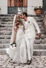Syrenka pełna sukienki koronkowy dekolt ukochany dwuczęściowy 2020 niestandardowy zamiatanie pociągu ślubna Suknia ślubna vestido de novia