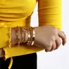 6sets / Lot Multi Layer Mode-Kreis-Ring-Armband-Sets Mix Thin Geometric Gold Cross-Kette für Frauen Sechs Stücke Bangle Schmuck Sets