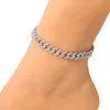 Mode kvinnors ankletter armband isade ut kubanska länkkedja armband guld sier rosa diamant hip hop smycken