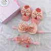 Baby Headband Gifts Sets 35 Colors Newborn Girls Sock Hairband Gift Box Set Infant Baby Lace Bows Hair Band Brithday Gifts 0607147844521