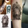 1 Stück Wasserdicht Temporäre Tätowierung Aufkleber Brust Uhr Wolf Wald Tatto Aufkleber Flash Tatoo Gefälschte Tattoos Für Frauen Männer T200730