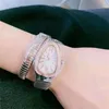 2020 New Style Quartz Movement Snake White Dial Watch Women Stainless Band Female Watch 1909561