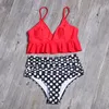 2021 Yaz Plaj Bikini Kadınlar Mayo Yüksek Bel Mayo Artı Boyutu Mayo Push Up Bikini Set Vintage Havuz Banyo Giyim Biquini
