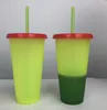 GROTE UITVERKOOP! 24OZ Plastic Kleur Veranderende Cup PP Temperatuur Sensing Magic Drinkbeker Candy Kleuren Herbruikbare Koffiemok Gratis Verzending A11