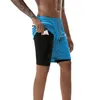 2024 Herr 2 i 1 Running Shorts Jogging Gym Fiess Training Quick Dry Beach Short Pants Man Summer Sports Workout Bottoms kläder