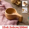 ノルディックスタイル4種類のゴム製の木材カップハンドルククサ木製コーヒーマグ