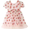 Letnie sukienki dla dzieci dla dziewcząt Ubrania dla dzieci Księżniczka Pink Brawberry Vestidos Teens 3T14Y5670229