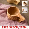Nordic Style 4 Taux en bois en caoutchouc avec poignée Kuksa Wood-Coffee Tasses avec corde faites à la main deux trous portables d'eau potable bo2856563