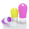 Silicone 38 ML 60 ML 90 ML Réutilisable Portable Mini Taille Bouteille D'alcool Petites Bouteilles De Lotion De Voyage avec Support Extensible Crochet Porte-clés Porte-clés