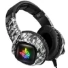 ONIKUMA K19 Casque de jeu filaire 3,5 mm avec micro Casque camouflage PC Casque stéréo Lumière LED pour Xbox One/Ordinateur portable Tablette/Téléphone Camouflage