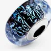 Ny ankomst 925 Sterling Silver Wavy Dark Blue Murano Glass Ocean Charm Fit Original European Charm Armband Fashion Jewelry Acces259L