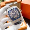 Coleção New Melhor Edição Diamante Bisel de Homens Vanguard V 45 SC DT Automatic Mens Watch Rose Case Gold Gents Desporto Relógios Strap Azul