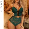 Ellolace Lingerie Set Sexy Women Underwear Bra with Bandage Panties Female Bra Party Set Sexy See Through Lace Bra set Lingeries Y234p