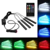 1 Takım (4 Adet) Araba RGB LED Şerit Işık Işıkları Renkler Araba Styling Dekoratif Atmosfer Lambaları Araba Iç Işık Uzaktan 12 V