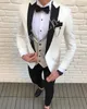 Выполненный на заказ Пик нагрудные Groomsmen One Button Groom Tuxedos Мужские костюмы Свадебные / выпускной вечер / ужин Шафер Blazer (куртка + штаны + Tie + Vest) W238