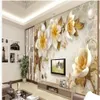 carta da parati moderna per soggiorno 3D fiore rilievo tridimensionale sfondi europea retrò TV parete di fondo pittura decorazione